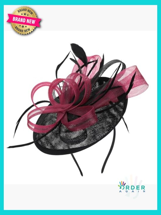 Black Feather Fascinator Headband Vintage Derby Hat Tea Party Kentucky main image 5